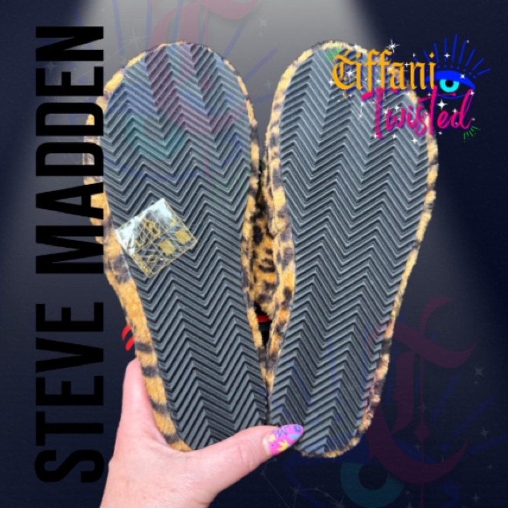 🖤 NEW Steve Madden Faux Fur Slippers | Brown & Black Leopard | Size 7 - Picture 4 of 5